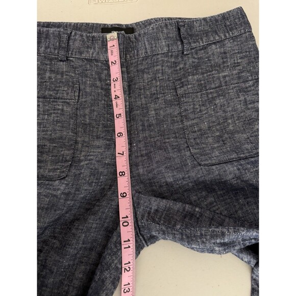 Theory Livedale Wide Leg Crop Pants Women Size 4 Blue Tierra Wash Linen Blend - Picture 7 of 11
